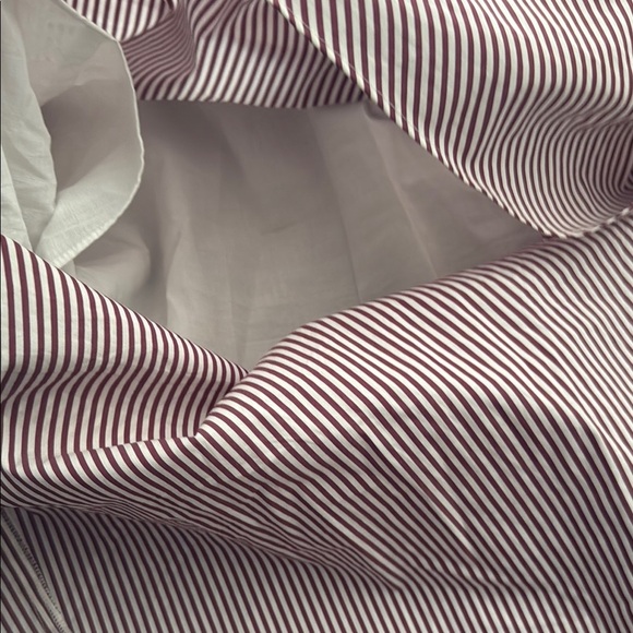 Veronica Beard jacinda Striped High Low Dress - Red White belted shirtdress - Picture 8 of 10